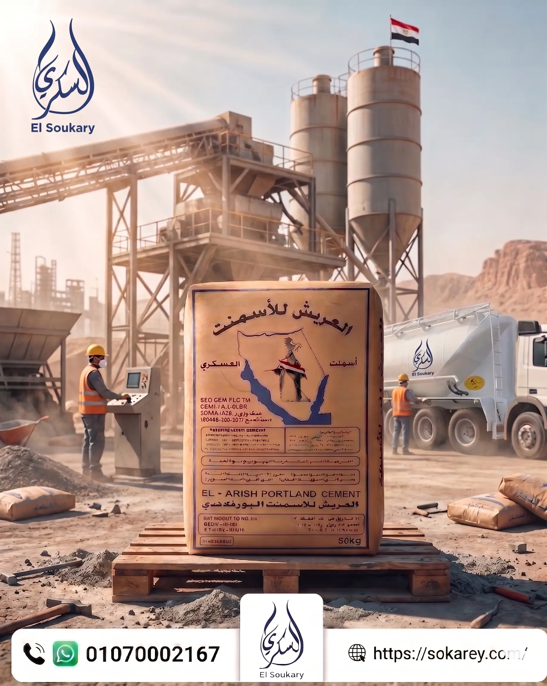 🏗️ السكري… خبرة وثقة في توريد وتوزيع الأسمنت داخل السوق المصري 🏗️