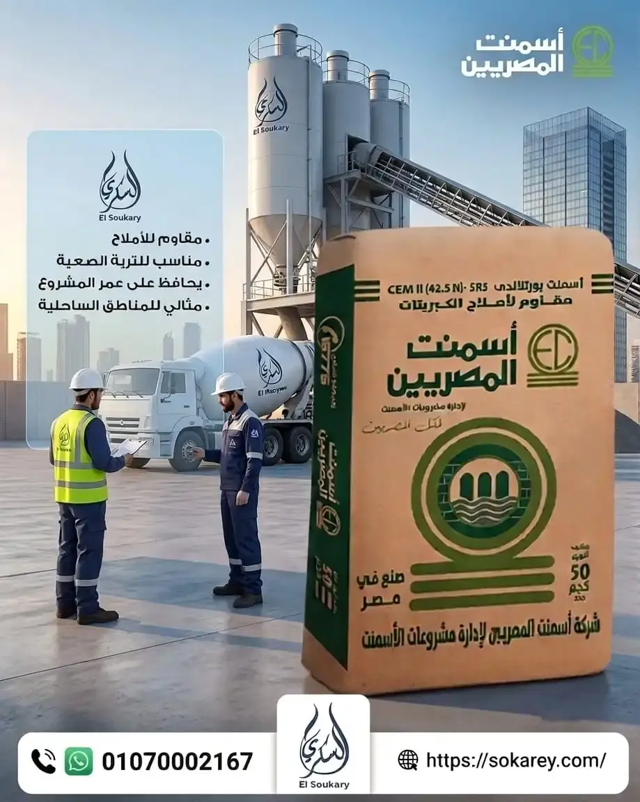 🏗️ عندما تواجه المشروعات بيئات قاسية... يبدأ الاختيار الصحيح من نوع الأسمنت.