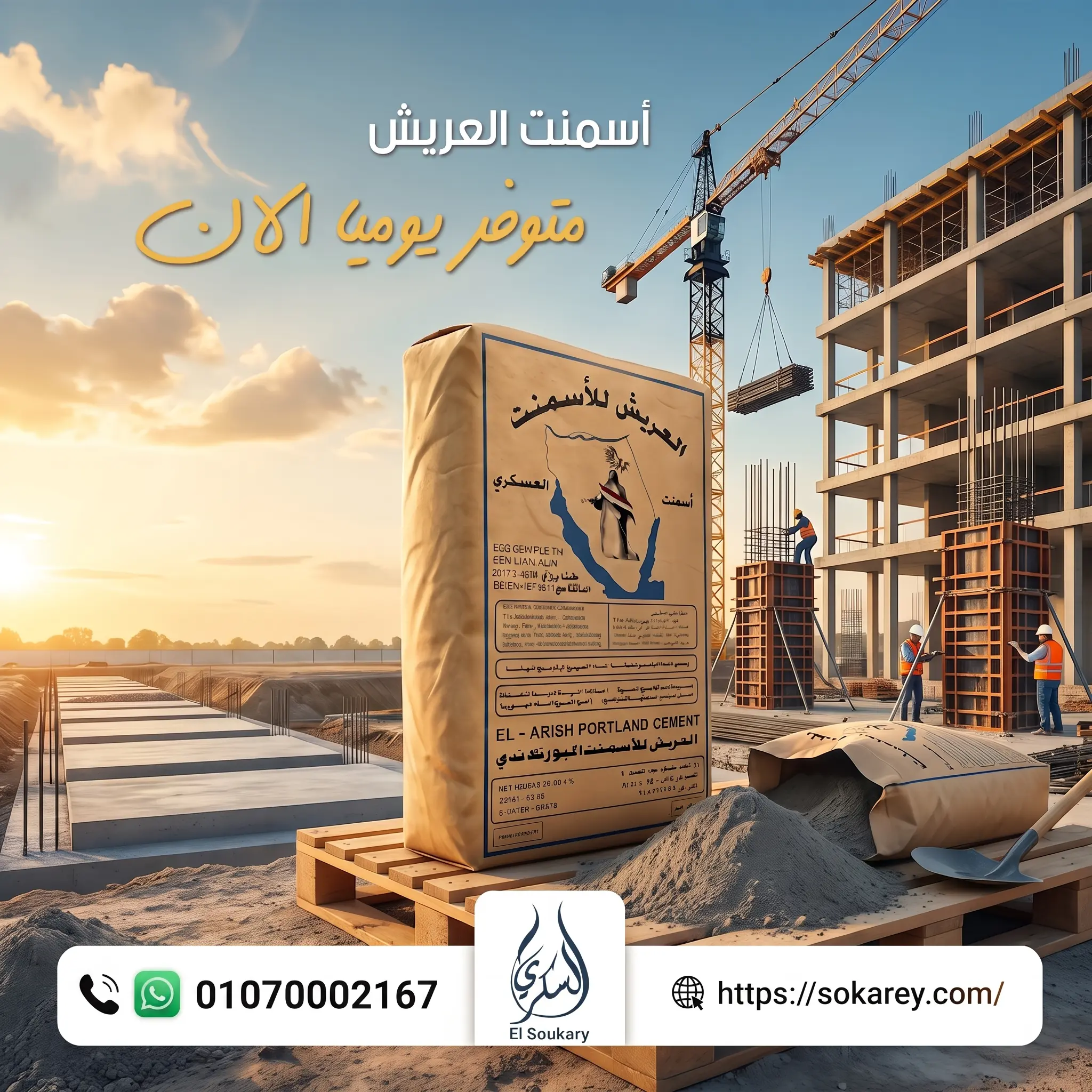 أسمنت العريش 🏗️ | متوفر يوميًا لدى السكري